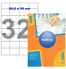 Этикетки самоклеящиеся Multilabel, А4, 52,5 х 35 мм., 32 шт/лист, 100 л.