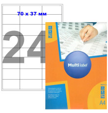 Этикетки самоклеящиеся Multilabel, А4, 70 х 37 мм., 24 шт/лист, 100 л.