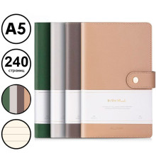 Ежедневник недатированный Deli А5, 120 страниц, кожзам, на кнопке, ассорти