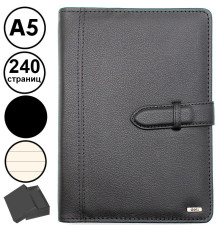 Ежедневник недатированный Deli А5, 240 страниц, на кольцах, кожзам,  черный