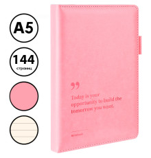 Ежедневник недатированный Deli "N012" А5, 144 страницы, кожзам, розовый