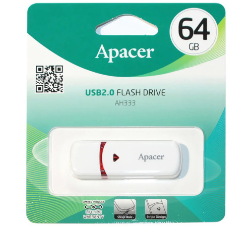 Флеш-память USB Apacer 64GB AH333, белая