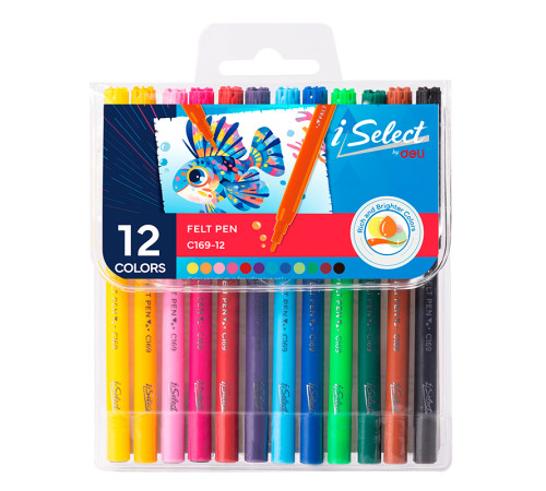 Фломастеры Deli " i Select", 12 цветов, PVC упаковка, европодвес