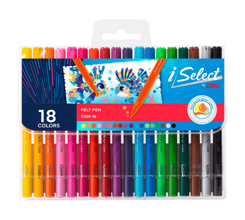 Фломастеры Deli " i Select", 18 цветов, PVC упаковка, европодвес