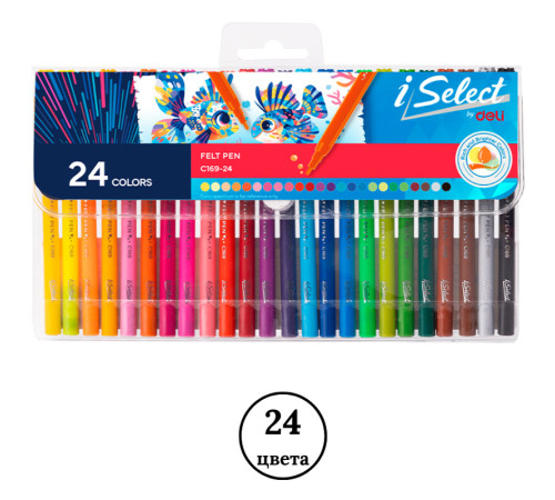 Фломастеры Deli " i Select", 24 цвета, PVC упаковка, европодвес