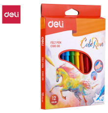 Фломастеры Deli "ColoRun", 12 цветов, картон
