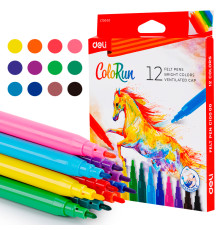 Фломастеры Deli "ColoRun", 12 цветов, картон