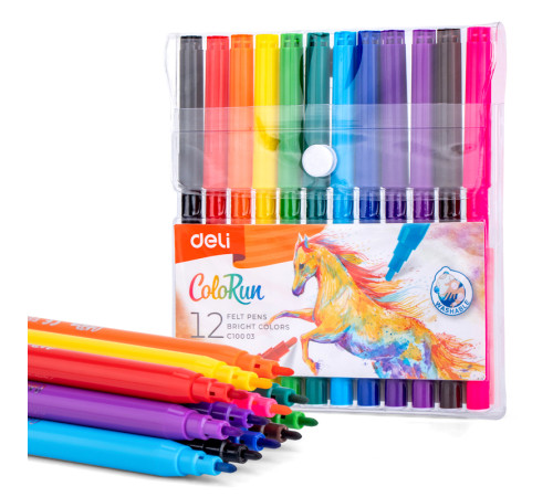Фломастеры Deli  "ColoRun", 12 цветов