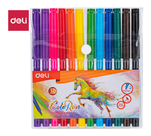Фломастеры Deli  "ColoRun", 12 цветов