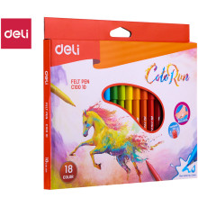 Фломастеры Deli "ColoRun", 18 цветов, картон