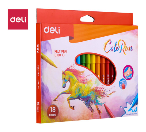 Фломастеры Deli "ColoRun", 18 цветов, картон