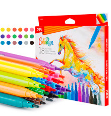 Фломастеры Deli "ColoRun", 18 цветов, картон