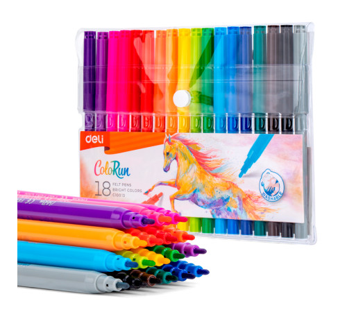 Фломастеры Deli  "ColoRun", 18 цветов