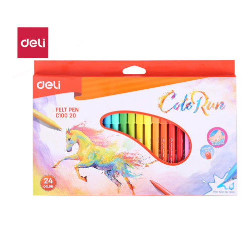 Фломастеры Deli "ColoRun", 24 цвета, картон