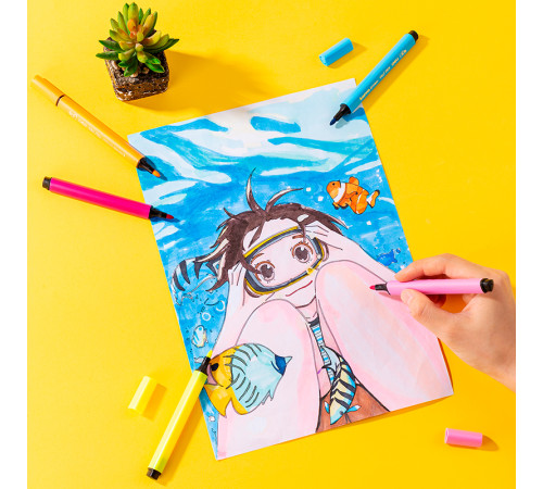 Фломастеры Deli "Larva", 24 цвета, трехгранный корпус, пластиковая упаковка