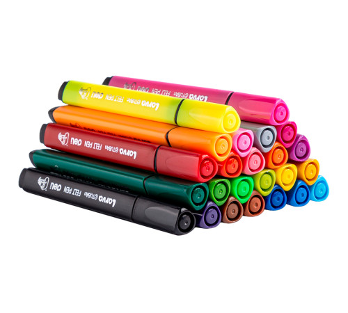 Фломастеры Deli "Larva", 24 цвета, трехгранный корпус, пластиковая упаковка