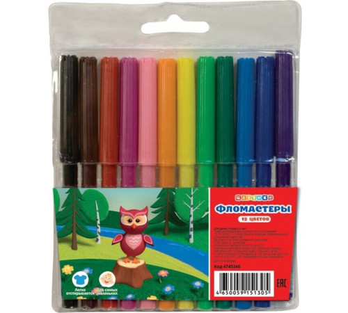 Фломастеры ЗХК  "Цветик", 12 цветов