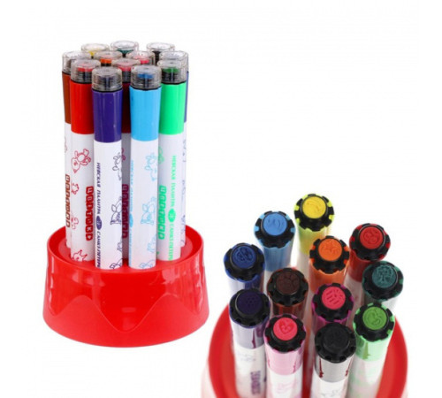 Фломастеры ЗХК  "Цветик", со штампом, 12 цветов, пластиковый пенал