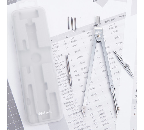 Готовальня Deli, 4 предмета в футляре