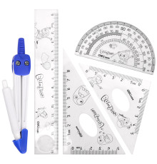 Готовальня Deli "Компас",  5 предметов, 190х92мм, пластиковый футляр