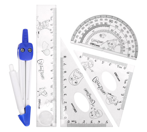 Готовальня Deli "Компас",  5 предметов, 190х92мм, пластиковый футляр