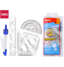 Готовальня Deli "Компас",  5 предметов, 190х92мм, пластиковый футляр