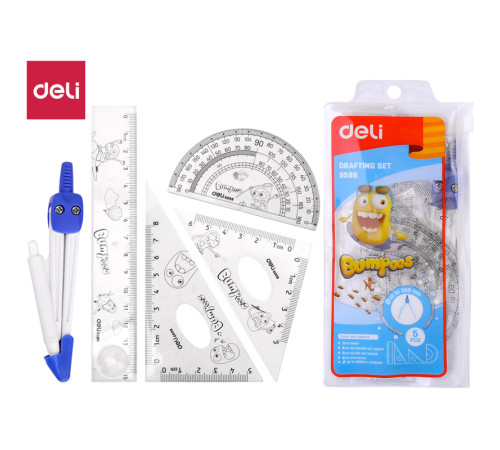 Готовальня Deli "Компас",  5 предметов, 190х92мм, пластиковый футляр