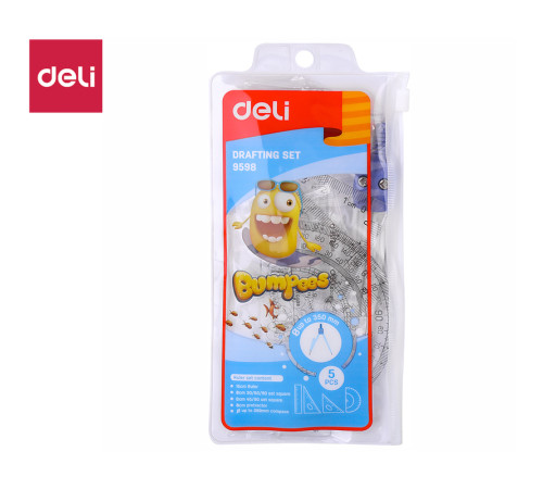 Готовальня Deli "Компас",  5 предметов, 190х92мм, пластиковый футляр