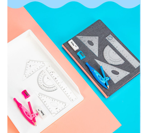 Готовальня Deli "Peoneer", 8 предметов, 128х221х17 мм, европодвес