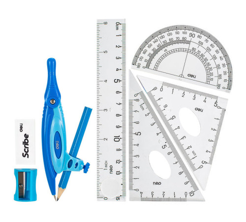 Готовальня Deli "Peoneer", 8 предметов, 128х221х17 мм, европодвес