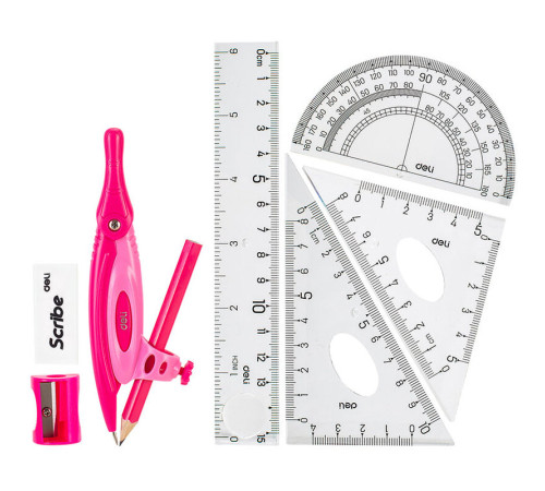 Готовальня Deli "Peoneer", 8 предметов, 128х221х17 мм, европодвес