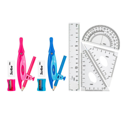 Готовальня Deli "Peoneer", 8 предметов, 128х221х17 мм, европодвес