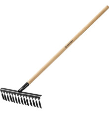 Грабли садовые с деревянным черенком, 14 витых зубьев