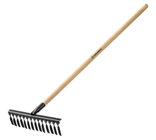 Грабли садовые с деревянным черенком, 14 витых зубьев