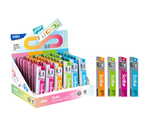 Грифели DELI для механических карандашей, 0,5 мм, 2В