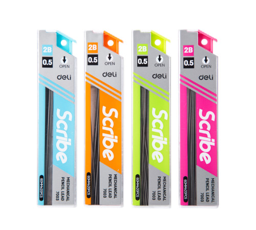 Грифели DELI для механических карандашей, 0,5 мм, 2В