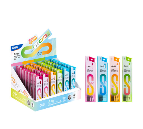 Грифели DELI для механических карандашей, 0,7 мм, 2В