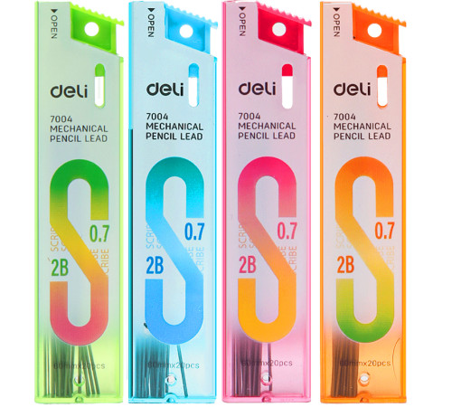 Грифели DELI для механических карандашей, 0,7 мм, 2В