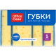 Губка для мытья посуды OfficeClean, крупнопористый поролон с абразивным слоем, 100*70*30мм, 5 штук