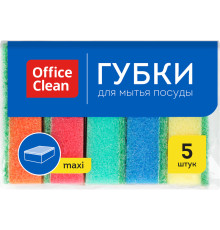 Губка для мытья посуды OfficeClean, поролон с абразивным слоем, 8*5,3*2,6см, 5 штук