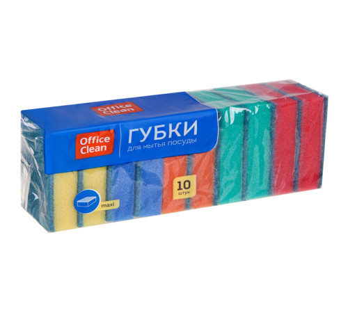Губка для мытья посуды OfficeClean "Maxi", 10 штук