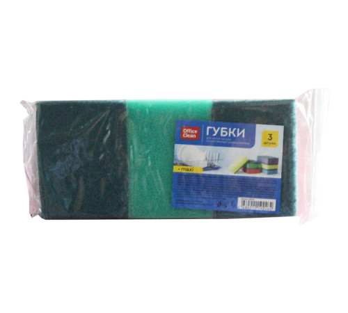 Губка для мытья посуды OfficeClean "Maxi", 3 штуки