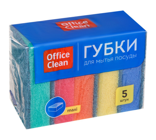 Губка для мытья посуды OfficeClean "Maxi", 5 штук