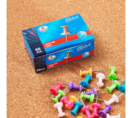 Гвоздики для доски DELI "i Select", цветные, 50 штук в коробочке