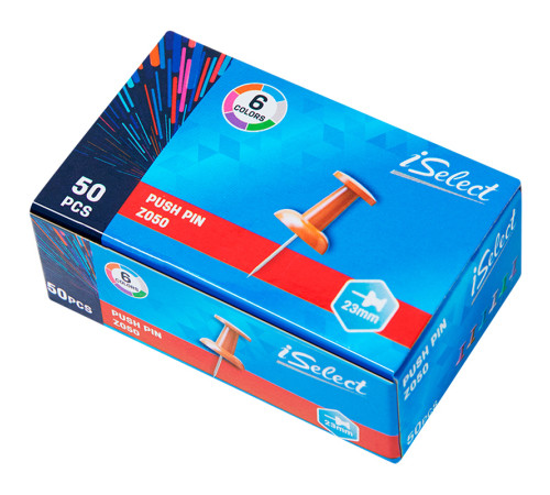 Гвоздики для доски DELI "i Select", цветные, 50 штук в коробочке