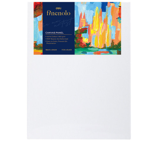 Холст на картоне DELI "Finenolo", 18х24 см, 280 г/м2, мелкое зерно, хлопок