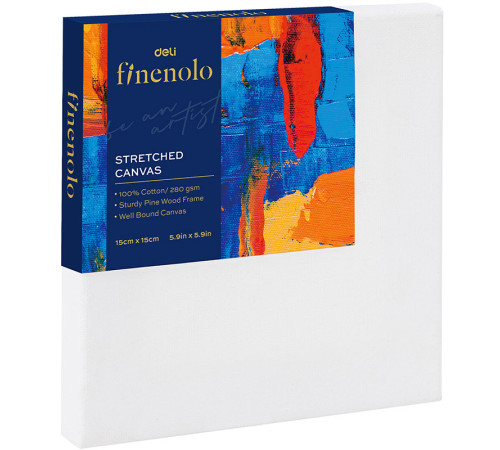 Холст на подрамнике DELI "Finenolo", 15х15 см, 280 г/м2, мелкое зерно, хлопок