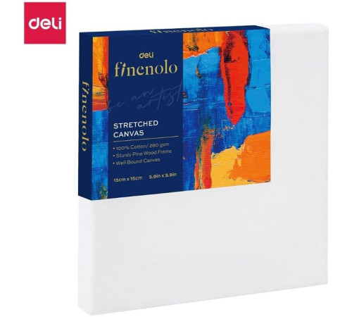 Холст на подрамнике DELI "Finenolo", 15х15 см, 280 г/м2, мелкое зерно, хлопок
