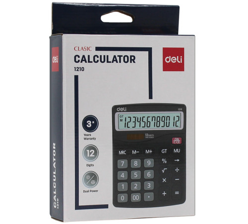 Калькулятор настольный DELI "1210" 12 разрядный, 157х120х36 мм, черный