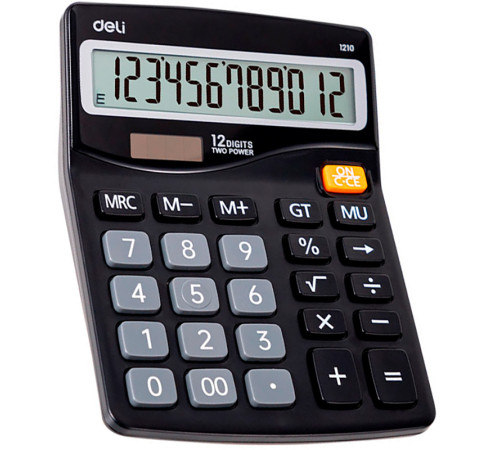 Калькулятор настольный DELI "1210" 12 разрядный, 157х120х36 мм, черный